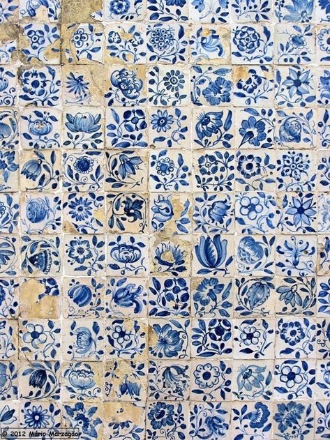 Summer Aesthetics, Tile Wall, European Summer, Tile, Blue And White, Tumblr, Memes, Flowers, Wall