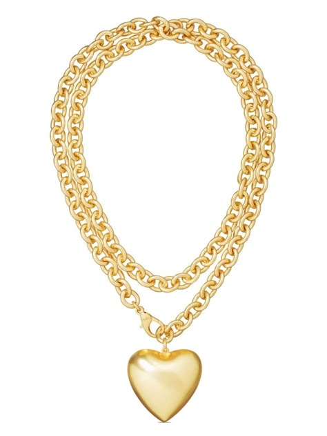 Roxanne Assoulin The Puffy Heart Necklace - Farfetch Elisa Johnson, Chloe 2024, Nyc It Girl, Chunky Gold Necklace, Puffy Heart Necklace, Roxanne Assoulin, Heart Necklace Gold, Sorority Jewelry, Cool Necklace