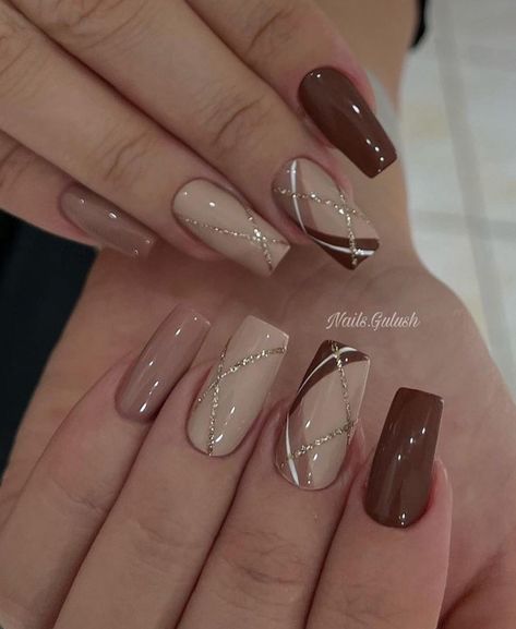 Elegant Touch Nails, Fancy Nail Art, Brown Nails Design, Nails Yellow, Elegant Nail Art, Gel Nail Art Designs, Fall Gel Nails, Nude Nail Designs, Fancy Nails Designs