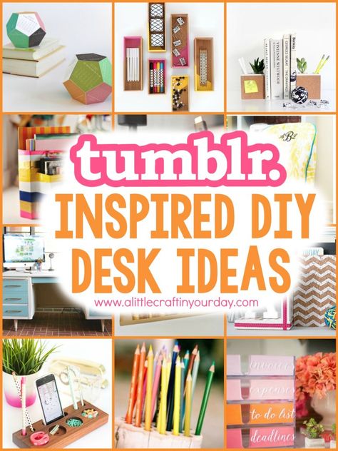 Diy Desk Ideas, Zimmer Diy, Diy Desk Decor, Diy Tumblr, Diy Room Decor For Teens, Tumblr Rooms, Revere Pewter, Decor Ikea, Desk Ideas