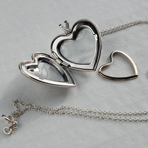 Sterling Silver Locket Necklace | Double Heart Photo Pendant, Romantic Keepsake Memory Jewelry by Vimsy on Etsy Memory Jewelry, Sterling Silver Locket Necklace, Silver Locket Necklace, Sterling Silver Locket, Heart Photo, Silver Locket, Heart Locket Necklace, Photo Pendant, Silver Lockets