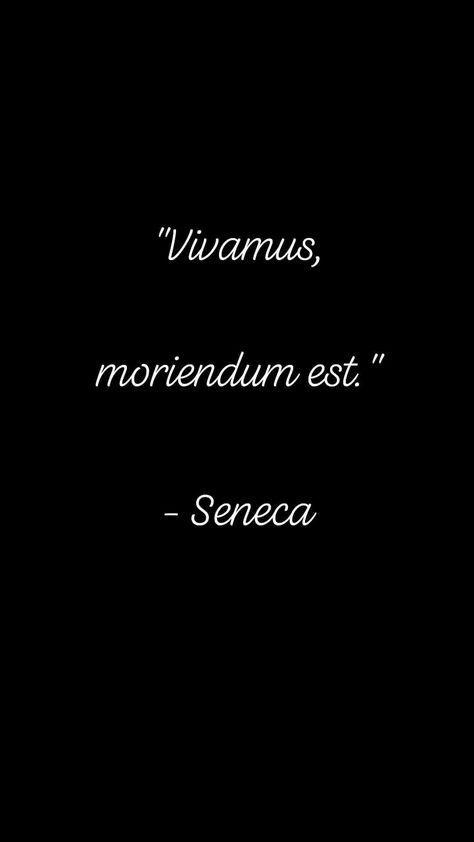 "Vivamus, moriendum est." - Seneca Latin Quotes Wallpaper, Seneca Tattoo, Latin Wallpaper, Vivamus Moriendum Est, Words And Actions Quotes, Stoicism Tattoo, Stoic Tattoo, Actions Quotes, Ancestral Wisdom