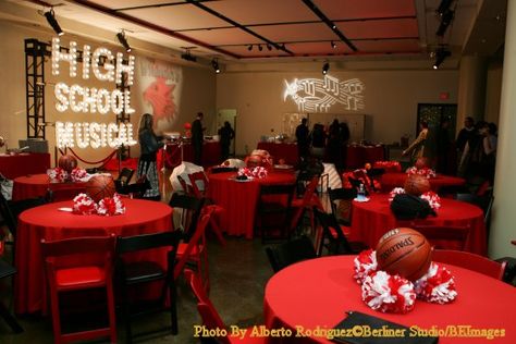 sports banquet decorating ideas | look at the decorations from the high-school-themed after-party. High School Musical Prom Theme, High School Musical Decorations Ideas, High School Musical Homecoming Theme, High School Musical Graduation Party, High School Musical Party Decorations, High School Musical Decorations, High School Musical Themed Party, High School Musical Birthday Party, High School Musical Party