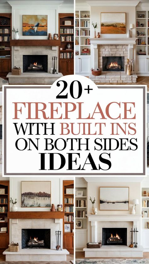 20 Fireplace With Built Ins on Both Sides Ideas to Make the Most of Your Living Space Built Ins Fireplace Tv, Built In Shelves Living Room Fireplace Angled Ceiling, Removing Built Ins Around Fireplace, Built Ins Beside Stone Fireplace, Build In Cabinets Living Room Fireplace, Built In Benches By Fireplace, Arch Built Ins Around Fireplace, Tv On Side Of Fireplace Built Ins, Built In Tv Cabinet Next To Fireplace