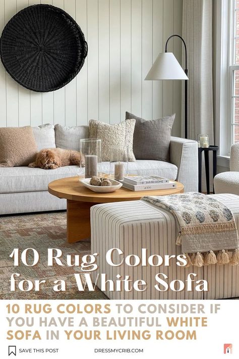 Explore 10 beautiful white couch rug ideas for incorporating earth-toned neutrals into your living room decor and white sofa rug decor. With cozy living room rugs elevate your white couch rug combo. Embrace the calm earth tones with these carefully curated aesthetic rugs. Suitable for coastal beach neutral living room, modern boho living room, mid century, scandinavian and japandi interiors. Find the best living room rugs, neutral rugs, handtufted rugs by using our rug visualization function. White Sofa Rug, Area Rug White Couch, White Couch Dark Rug, Cream Couch Rug Ideas, Rugs For White Couch, White Couch With Rug, White Couch Rug, Couch Rug Combo, Cozy Living Room Rugs