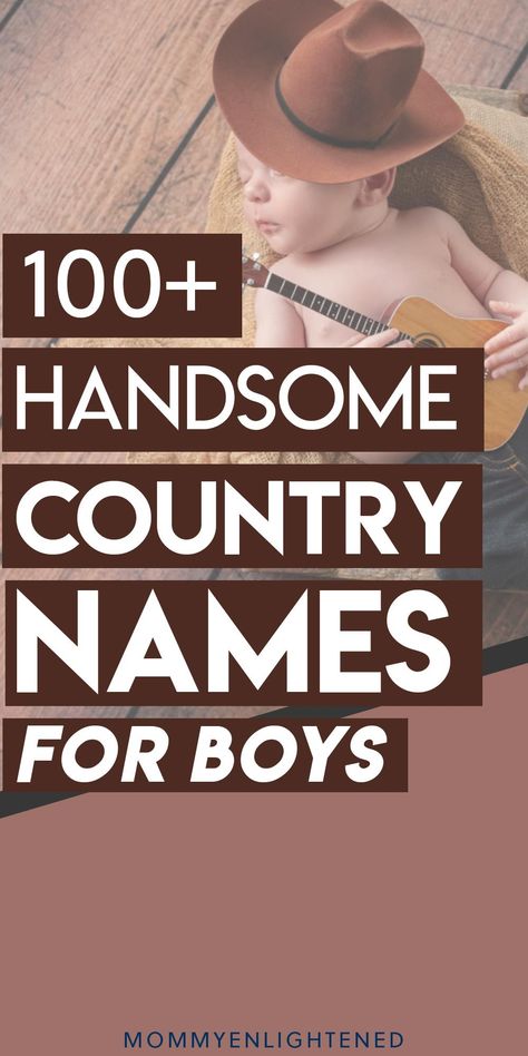 Looking for a strong country name for baby boys? These cowboy names are perfect country names for boys - plus they include the meanings and origins of the country names! Strong Male Names, Country Names For Boys, Cowboy Name Generator, Cowboy Names For Boys, Boy Name Signs, Cowboy Baby Names, Country Baby Names First And Middle, Country Baby Boy Names, Male Baby Names