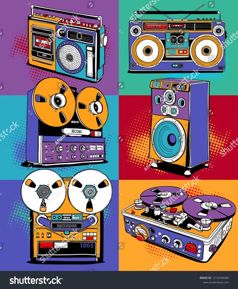 Speakers Illustrations, Boombox Illustration, Record Player Illustration, Audio Illustration, Speaker Poster, Radio Illustration, Boombox Art, Speaker Illustration, Gig Posters Design