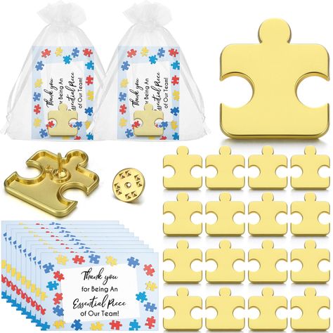 PRICES MAY VARY. Generously Packaged: the set includes 25 gold puzzle pins, 25 cards, and 25 white organza bags; They have been thoughtfully packaged to provide sufficient gift items, making it an efficient choice for workplaces, large family gatherings, or any other setting where multiple appreciative gestures need to be made Exquisitely Designed: discover the combination of strength and elegance with our appreciation gift; The gold pins are crafted from sturdy alloy, sure to retain its shape a Small Appreciation Gifts For Coworkers, Employee Thank You, Volunteer Appreciation Gifts, Staff Appreciation Gifts, Team Motivation, Volunteer Gifts, Volunteer Appreciation, Employee Appreciation Gifts, Appreciation Cards