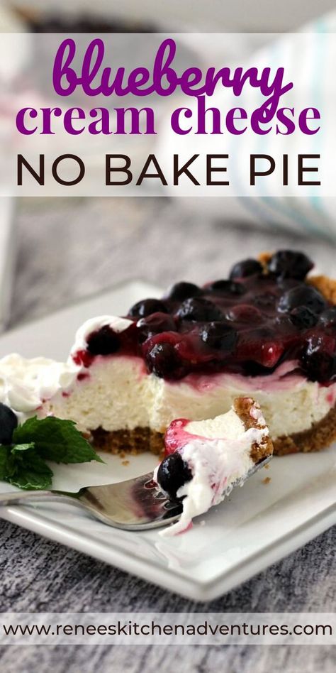 Blueberry Dessert With Graham Cracker Crust, Heavenly No Bake Mini Key Lime Pies, Blueberry Cream Cheese Pie Recipe, No Bake Blueberry Pie With Graham Cracker Crust, Cream Cheese Blueberry Pie, Blueberry Pie With Graham Cracker Crust, Blueberry Pie Graham Cracker Crust, Blueberry Pie Filling Recipes Easy, Blueberry Pie Recipe With Frozen Berries