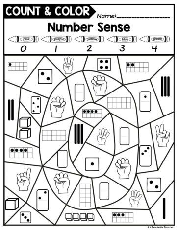 Count and Color - Number Sense Activities 0-10 - A Teachable Teacher Math Recovery, Number Sense Kindergarten, Number Sense Activities, Math Number Sense, Elementary Activities, Ten Frames, Code Number, Kindergarten Graduation, Math Geometry