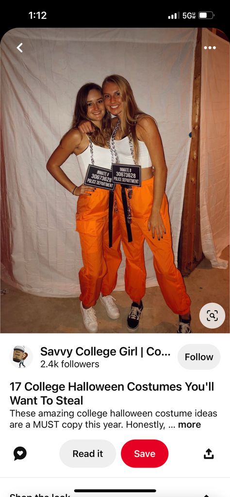 Prisoner Halloween Costume Teen Girl, Prisoner Costumes For Women, Duo Halloween Costumes Prisoner, Prisoner Makeup Ideas, Cop And Inmate Costume Best Friends, Prison Inmates Costume, Halloween Costumes Inmate, Diy Inmate Costume, Female Prisoner Costume