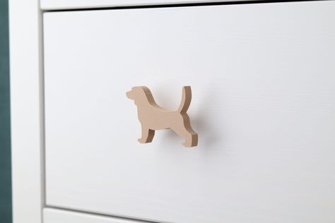 In addition to the dog drawer knob, each one comes with a brass heat-set insert installed and a steel screw. If you ever need to replace them, the screw size is M4 with a 22 mm length. There are 14 breeds and 20 unique color options - feel free to mix and match whichever ones fit the decor of your nursery or room! Pastel Peanut is featured in the listing photos.  Dimensions  The dimensions vary for each drawer knob, but all are about 1 inch (25 mm) deep. * Akita Inu: 3.23 in x 2.64 in (82 mm x 67 mm) * Beagle: 2.87 in x 2.09 in (73 mm x 53 mm) * Bone: 3.66 in x 1.54 in (93 mm x 39 mm) * Boxer: 3.43 in x 2.83 in (87 mm x 72 mm) * Corgi: 3.39 in x 2.20 in (86 mm x 56 mm) * Dachshund: 3.03 in x 1.81 in (77 mm x 46 mm) * Doberman: 3.74 in x 3.27 in (95 mm x 83 mm) * German Shepherd: 3.46 in x Dog Inspired Nursery, Vintage Dog Themed Nursery, Golden Retriever Themed Nursery, Dog Theme Nursery, Dog Nursery Theme, Golden Retriever Nursery, Puppy Nursery Theme, Dog Nursery Decor, Room Pastel