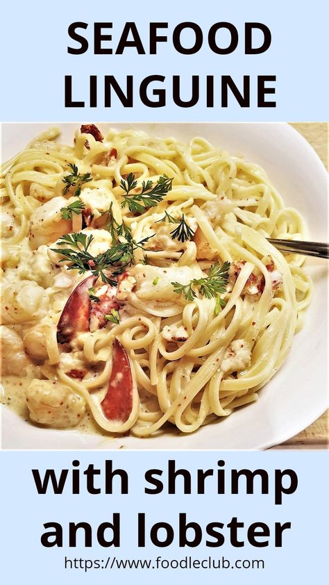 Creamy seafood linguine with lobster has to be one of my all-time favourite seafood pasta recipes. Sweet, juicy lobster chunks and succulent garlic shrimp, swimming in a mouthwatering creamy sauce, served on a bed of perfectly cooked linguine. What’s not to love? Pasta Recipes Linguine, Lobster Pasta Recipe, Lobster Linguine, Creamy Seafood Pasta, Seafood Linguine, Easy Suppers, Creamy Seafood, Lobster Pasta, Crab Pasta