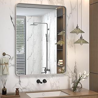 https://www.fineartmirrors.com CHARMOR 24x32 Inch Brushed Nickel Bathroom Mirror, Rounded Rectangle Silver Metal Frame Mirror, Silver Bathroom Vanity Mirror, Anti-Rust, Hangs Horizontally or Vertically $99.99$99.99$16.45 deliveryShips to CanadaUsually ships within 1 to 2 months Nickel Bathroom Mirror, Brushed Nickel Bathroom Mirror, Black Bathroom Mirror, Silver Framed Mirror, Nickel Bathroom, Silver Bathroom, Brushed Nickel Bathroom, Bath Mirror, Metal Frame Mirror