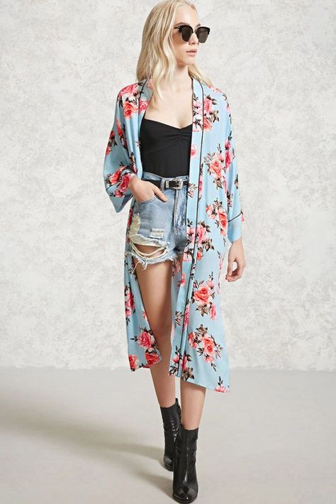 Summer 2017 Shopping: 10 Vacation Ready Pieces Under $150 You Need Right Now! Kimonos Outfits, Look Kimono, Denim Ootd, Gilet Kimono, Kimono Outfit, Jacket Suit, Junior Fashion, Cool Summer Outfits, Maxi Cardigan