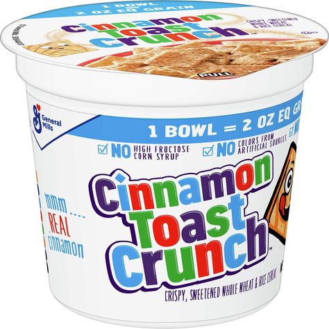 Cinnamon Toast Crunch Cereal, 2-Ounce Cups (Pack of 12) Cereal Cup, Cinnamon Toast Crunch Cereal, General Mills Cereal, Wheat Rice, Cinnamon Crunch, Smart Snacks, Crunch Cereal, Cinnamon Toast Crunch, Rice Cereal