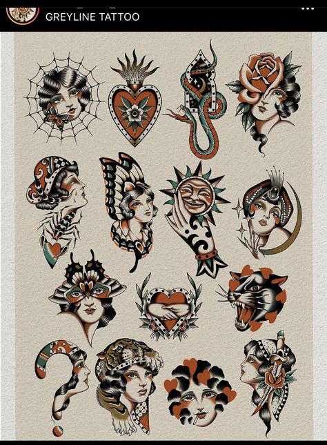 Traditional Tattoo Female, Trad Tattoos Women, Traditional American Tattoo Art, Pin Up Traditional Tattoo, American Trad Tattoos Women, Traditional Style Tattoo Flash, Fine Line American Traditional Tattoo, Vintage Lady Tattoo, Traditional Tattoo Art Woman