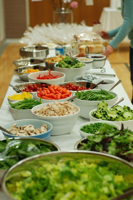 17 Ways To Feed a Crowd | How Does She Types Of Salads, Relief Society Visiting Teaching, Relief Society Birthday, Lds Relief Society, Sandwich Bar, Relief Society Activities, Easy Party Food, Cooking For A Crowd, Easy Parties