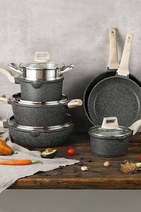 Best Cookware Sets From Amazon | 2022 Cooking Pots And Pans Cookware Set, Amazon Pots And Pans, Best Pots And Pans Cookware Set, Best Cookware Set, Best Pots And Pans, Best Nonstick Cookware Set, Cookware Set Best, Ceramic Nonstick Cookware, Kitchen Devices