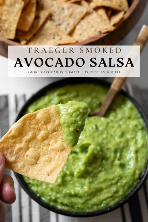 Smoked Green Salsa, Smoked Avocado, Recipes For Meatballs, Meatballs Pork, Pork Loin Stuffed, Avocado Salsa Verde, Smoked Salsa, Healthy Mac And Cheese, Pellet Smoker Recipes