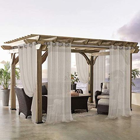 Pergola Drapes, Curtains For Patio, Outdoor Curtains For Patio, Patio Curtains, White Sheer Curtains, Types Of Curtains, Sheer Drapes, Blackout Drapes, Outdoor Curtains