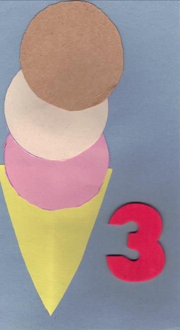 PS NUMBERS - Three Ice Cream Scoops Craft. Preschool Number 2 Craft, Number 3 Art Preschool, Number One Crafts For Toddlers, Number Art For Toddlers, Number 3 Arts And Crafts Preschool, Number Three Activities Preschool, Numbers Crafts For Toddlers, Number 3 Activities For Preschool Crafts, Number 3 Preschool Activities