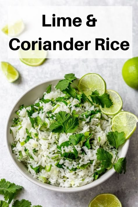 Lime Coriander Rice, Coriander Lime Rice, Cooking With Coriander, Recipes With Coriander Seeds, Recipes Using Coriander, Fresh Coriander Recipes, Coriander Rice Recipe, Recipes With Coriander, Veggie Tapas