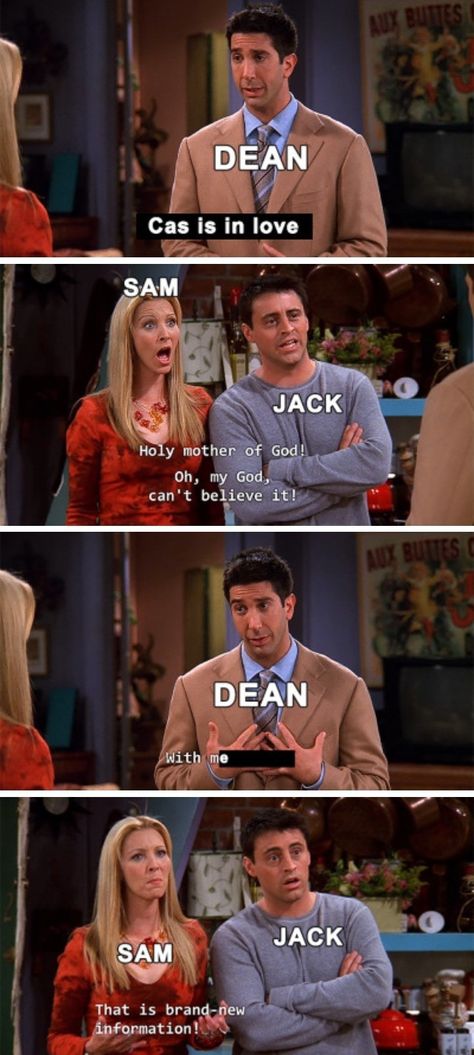 Supernatural Memes Funny, Destiel Tumblr, Supernatural Jokes, Supernatural Fanfiction, Supernatural Ships, Dean And Castiel, Supernatural Pictures, Supernatural Destiel, Tv Supernatural