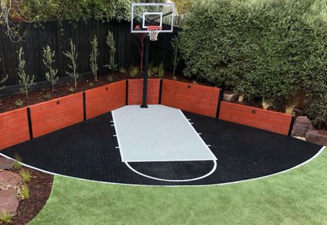 Swish Court | Design your own court Backyard Basketball Court, Backyard Court, Home Basketball Court, Design Per Patio, Basketball Court Backyard, Backyard Basketball, Backyard Sports, Outdoor Basketball Court, Small Backyard Design Ideas