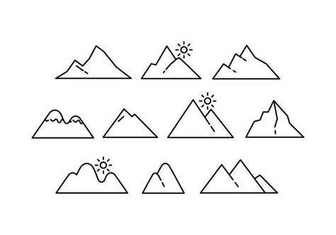 Mountains Line Icon Vector Moutain Tattoos, Mountain Clipart, Mountain Sketch, Silhouette Tattoos, Cute Tiny Tattoos, Doodle Icon, Poke Tattoo, Mountain Tattoo, Picture Icon