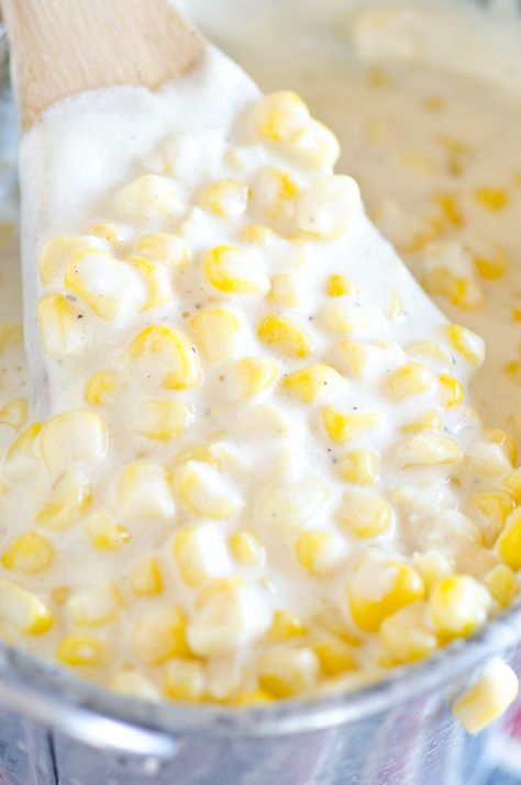 Slow Cooker Cream Corn - creamed corn just like Rudy's BBQ! Rudys Creamed Corn, Slow Cooker Creamed Corn, Creamed Corn Recipes, Cream Corn, Creamed Corn, Corn Recipes, Crock Pot Cooking, Veggie Dishes, Restaurant Recipes