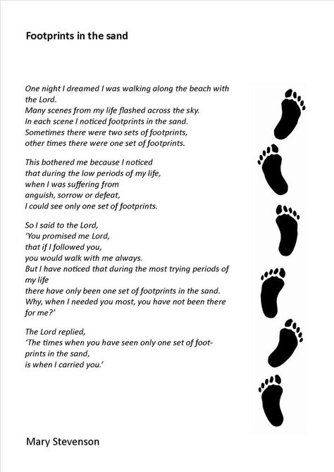 Footprint in the sand Footprint In The Sand, Footprints Poem, Footprints In The Sand Poem, Footsteps In The Sand, Body Preschool, Sand Drawing, Footprints In The Sand, Chocolate Recipes Homemade, Bookmark Craft