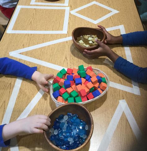 Let’s learn about shapes!   #earlychildhoodeducation #letthemplay #reggioemilia #reggioinspired #reggioemiliainspired #reggioemiliaapproach #invitationstoplay #playbasedlearning #earlychildhoodeducation #ece #looseparts #loosepartsplay #invitationtocreate #playbasedlearning Reggio Shape Provocations, Reggio Emilia Shapes Activities, Shapes Reggio Emilia, Shapes Provocations, Reggio Shapes, Reggio Emilia Activities Preschool, Shapes Eyfs, Loose Parts Activities, Kindergarten Language Activities