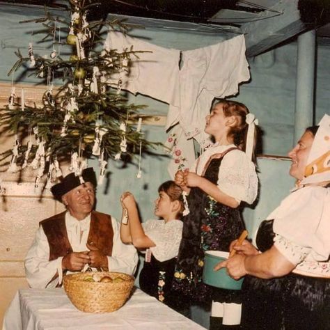 The traditional way of Christmas decoration in... - Pictures of lost world Slovak Christmas, Slovak Folklore, Croatian Style, Winter Solstice Rituals, Decorating The Christmas Tree, Slavic Paganism, Polish Christmas, Slavic Folklore, Folk Magic