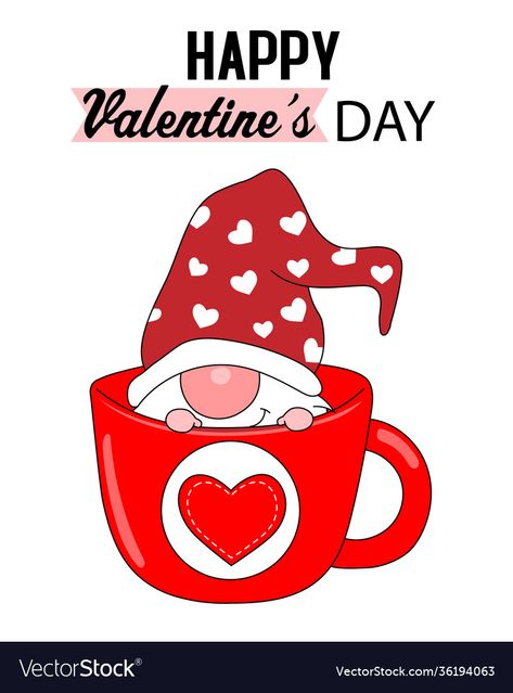 Coffee Cup Vector, Valentine Rocks, Girls Valentines Boxes, Love Gnome, Gift Tags Birthday, Watercolor Birthday Cards, Valentine Images, February Valentines, Valentines Sign