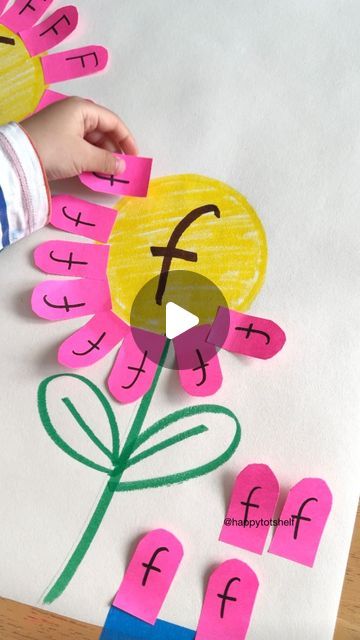 Fynn Sor | Happy Tot Shelf on Instagram: "Turn letter learning into a beautiful flower blooming activity with this F is for Flower activity! 🌸 Using sticky notes, make the flower petals and write uppercase F or lowercase f on them. Invite your child to sort the letters and paste the petals on the correct flowers.  ❤️ Want more fun letter activities? Comment below ‘LETTERS’ and I will send you my list of fun activities to help your children master letters and letter sounds!  . . #homelearning #learningisfun #preschoolactivities #handsonlearning #earlylearning #preschool #kidsactivities" Four Year Old Crafts, F For Flower Craft, Activities For Letters Of The Alphabet, Learn Abc Preschool, Activity For Alphabets, Alphabet Art Activities Preschool, Letter F Ideas For Preschool, Flower Week Preschool, Letter F Sensory Activities