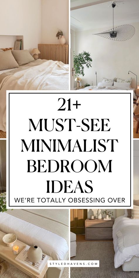 Searching for chic minimalist bedroom ideas for 2024? *These* are our absolutely fav modern bedroom design ideas - hand-picked to inspire you!! Whether you're looking for cozy bedroom design, or , these stylish ideas are sure to inspire you. (SAVE this to your BEDROOM STYLE or bedroom inspo board for later!) Minimalist Style Home Decor, Simple Bedding Arrangement, Minimalist Cozy Bedroom, Modern Neutral Bedroom, Minimalist Bedroom Decor Ideas, Minimalist Bedroom Color, Bedrooms For Couples, Minimalist Bedroom Ideas, Restful Bedrooms