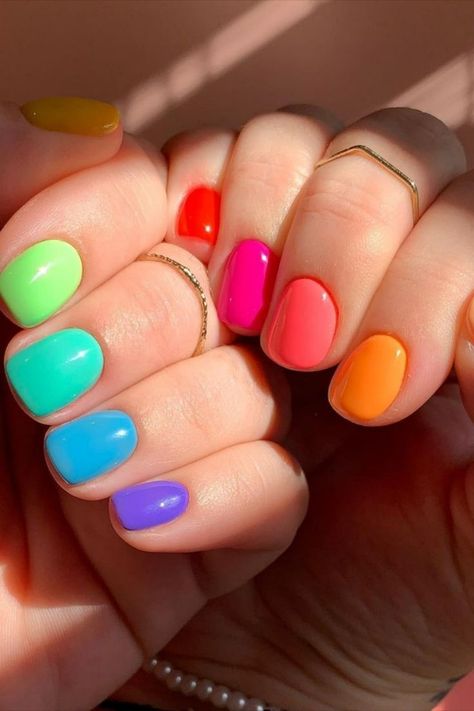 Winter Rainbow Nails 2023-2024 21 Ideas: Embrace the Colorful Chill - Women-Lifestyle.com Cute Nail Art Ideas, Rainbow Nail Art, Multicolored Nails, Colorful Nails, Cute Nail, Cute Gel Nails, Rainbow Nails, Cute Nail Art, Girls Nails