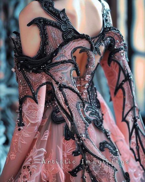 Dragon Core Outfits, Dragoncore Aesthetic Outfits, Dragon Outfit Aesthetic, Dress With Armor, Dragon Scale Dress, Black Dragon Dress, Dragon Inspired Outfits, Night Court Fashion, Dragon Gown