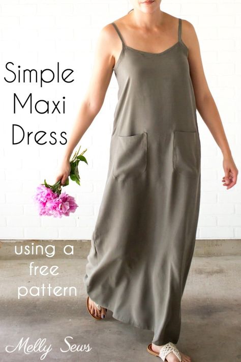 Simple Maxi Dress, Simple Maxi, Melly Sews, Dress Sewing Tutorials, Summer Sundresses, Sewing 101, Trendy Sewing, Simple Summer, Maxi Sundress