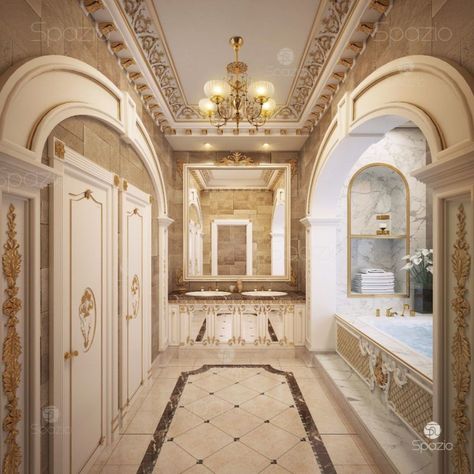 Palace Interior Design, Palace Bathroom, Arabic Interior Design, Dubai Interior Design, Luxury Palace, Royal Bathroom, Interior Design Bathroom, Interior Design Career, Interior Design Dubai