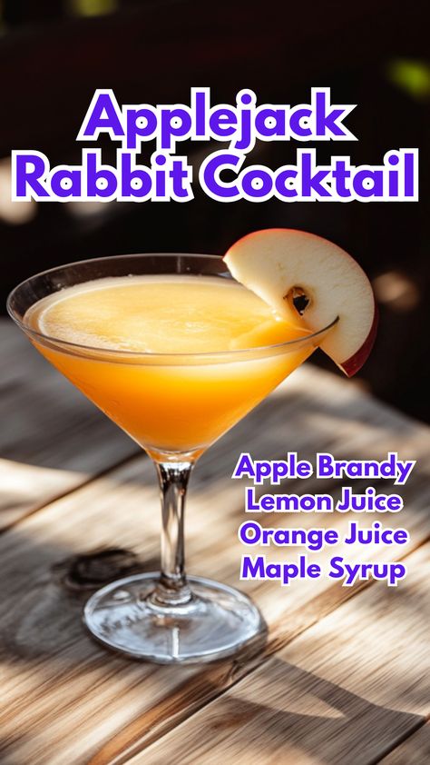 Applejack Rabbit Cocktail Fruity Rum Drinks, Brandy Cocktails, Homemade Chinese Food, Apple Cocktail, Apple Brandy, Spiced Apple Cider, Refreshing Cocktail, Rum Drinks, Fall Cocktails