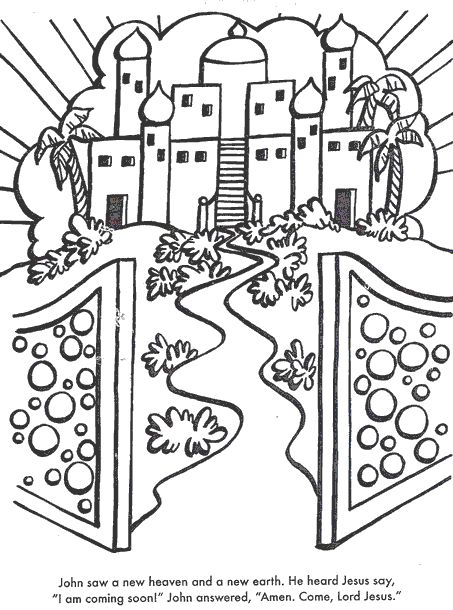 A New Heaven And Earth Bible coloring page for Kids to Learn bible stories Earth Coloring Pages, Wordless Book, Sunday School Coloring Pages, Bible Story Crafts, Sunday School Kids, Preschool Bible, Sunday School Crafts For Kids, God Made Me, Bible Verse Coloring