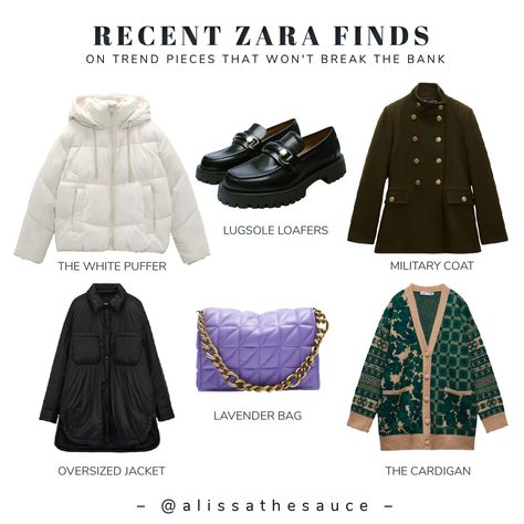 Recent Zara Finds — Alissa Grossi | Everyday Hair Zara Finds, Everyday Hair, Feels Like Summer, White Puffer, Lavender Bags, Military Coat, Cute Jackets, Everyday Hairstyles, Oversized Jacket