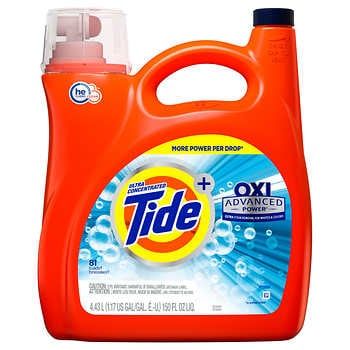 Tide Advanced Power Ultra Concentrated Liquid Laundry Detergent with Oxi, Original, 81 loads, 150 fl oz Bleach Alternative, Liquid Laundry Detergent, Laundry Liquid, Odor Remover, Liquid Detergent, Household Supplies, Laundry Detergent, Stain Remover, Dish Soap Bottle