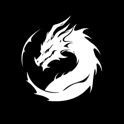 Cool Logo Design Symbols, Logo Black And White, Dragon Icon Aesthetic, Fantasy Icon, Dragon Anime, Black Dragons, Dragon Black, Black And White Graphics, Dragon Graphic