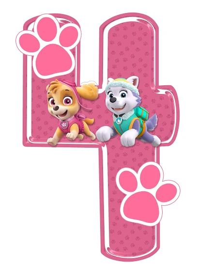 Paw Patrol Birthday Number 4 Printable With Sky And Everest CC9 Skye Birthday Party Paw Patrol, Skye Paw Patrol Cake, Skye Birthday Party, Skye Paw Patrol Party, Paw Patrol Centerpiece, Paw Patrol Skye Birthday, Paw Patrol Balloons, Sky Paw Patrol, Imprimibles Paw Patrol