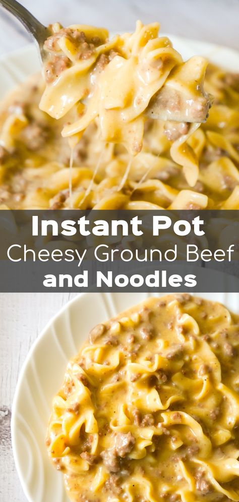 Ground Beef And Noodles, Pressure Cooker Dinner, Hamburger Meat Recipes Easy, Recipes Using Hamburger, Cheesy Ground Beef, Queso Cheddar, Easy Meat Recipes, Meat Dinners, Hamburger Meat