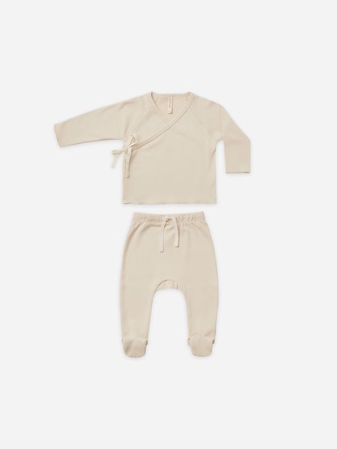 wrap top + pant set | natural - Quincy Mae | Baby Basics | Baby Clothing | Organic Baby Clothes | Modern Baby Boy Clothes | Quincy Mae, Blusas T Shirts, Long Sleeve Kimono, Long Sleeve Wrap Top, Baby Top, Layette Set, Take Home Outfit, Top Pants Set, Bohemian Clothes