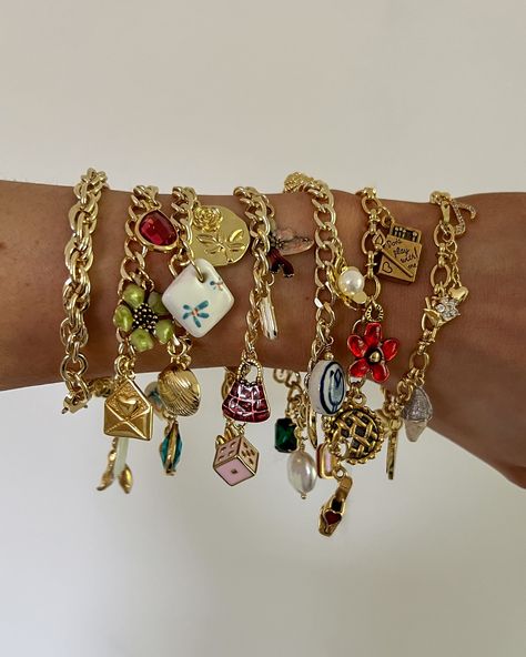 the charm bracelets of your dreams!!!💐✨our mix of modern & vintage charms come together to create endless unique, girly chic styles. scroll to see updated charm options💭 #charmbracelets #summerjewelry #jewelryinspo #vintagestyle #summeroutfit #charmbracelet #pinterestaesthetic #pinterestgirl #cottagecore Christmas Charms Diy, Jewelry Making Necklace Ideas, Making Charm Bracelets, Diy Bracelet Charms, Bday Wishlist Ideas, My Wishlist Ideas, Xmas Wishlist Ideas, Cool Jewelry Unique, Little Words Project Bracelets